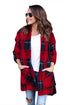 Sexy Black Red Plaid Pocket Style Coat
